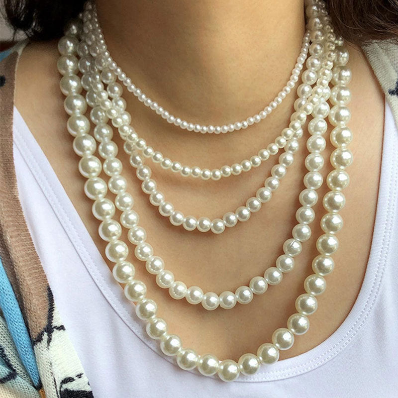 Vintage Jewelry Stacked Baroque Pearl Bead Choker Necklace
