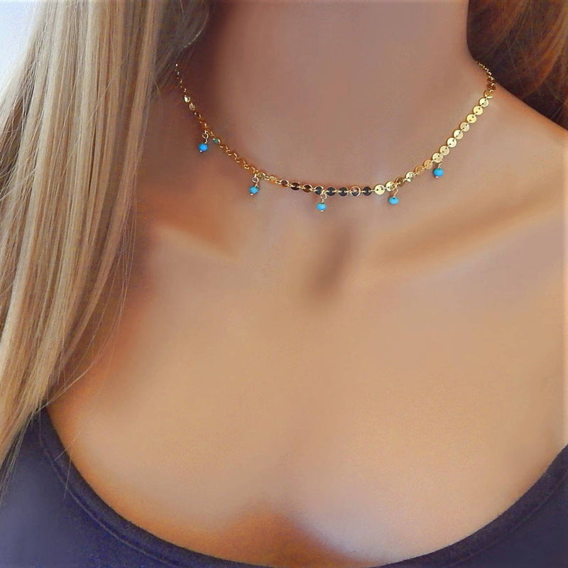 Sequins Dosc turquoise necklace