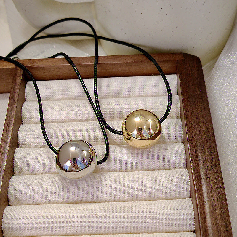 Black Cord Jewelry Ball Pendant Necklace