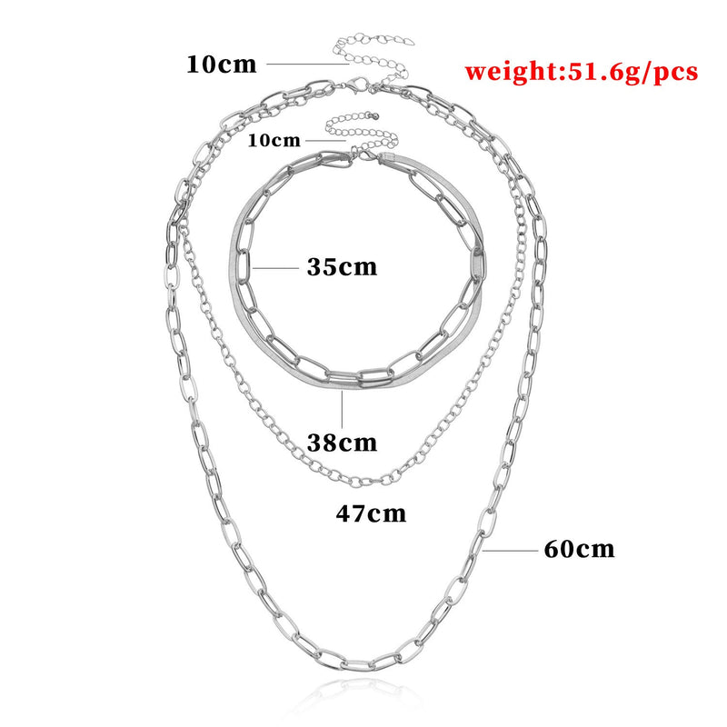 Multiple Paperclip Chain Layer Necklace Set