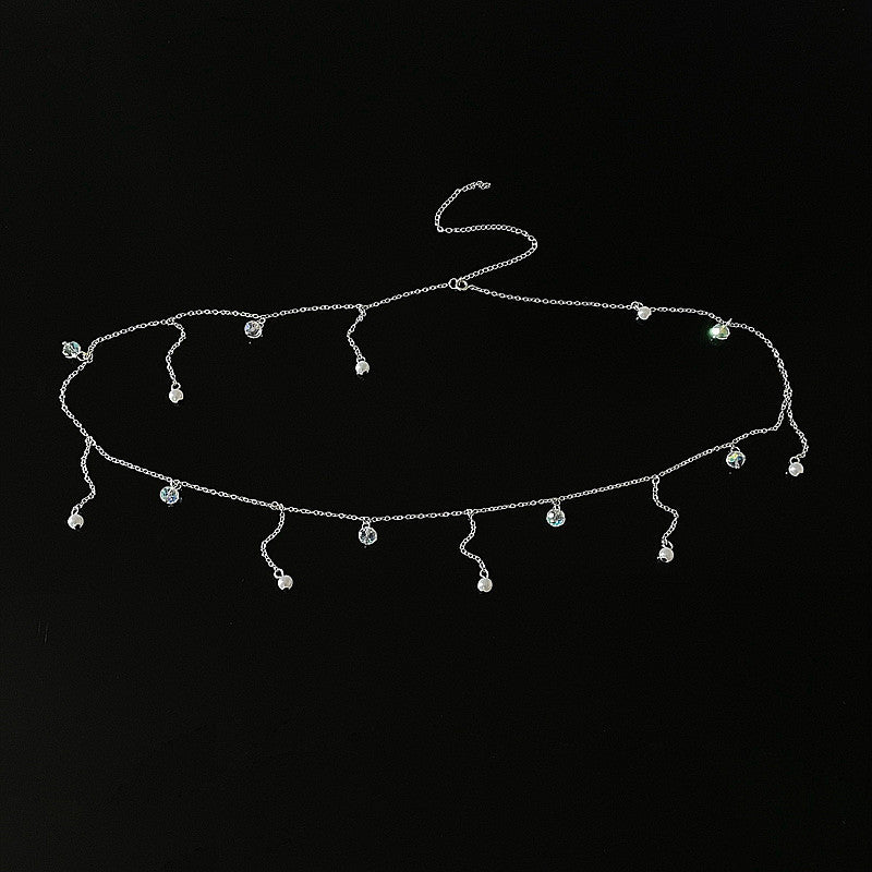 Rhinestone tassel Waist Pearl Body Chain