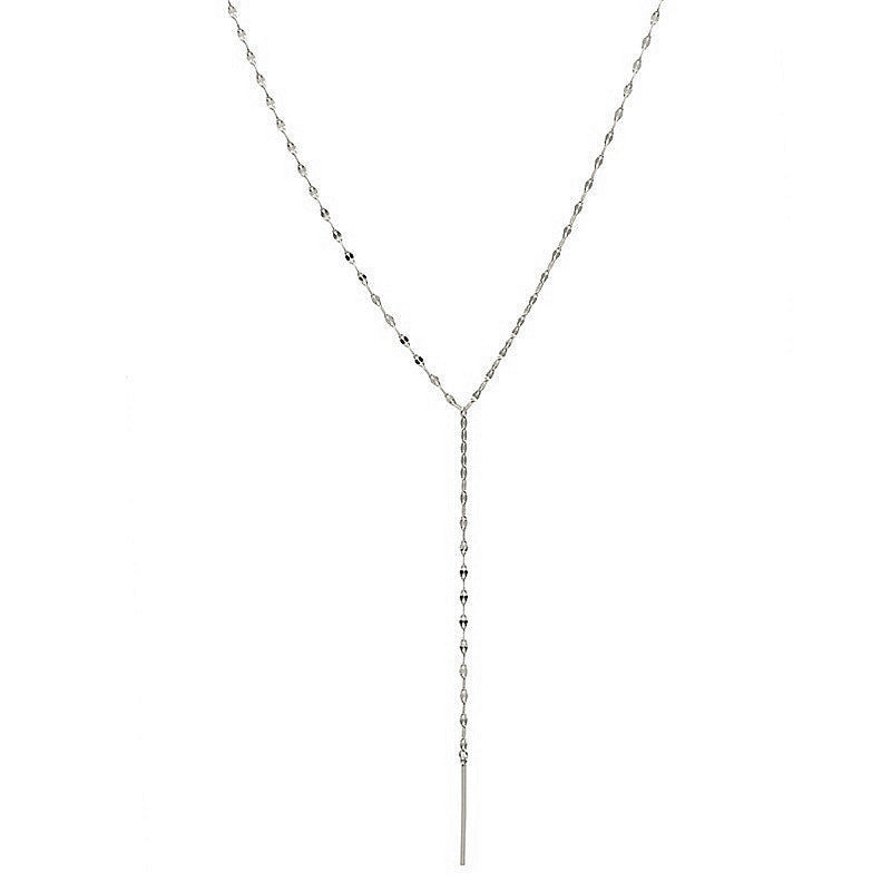 Square Geometric Bar Pendant Long Chain Tassel Necklace