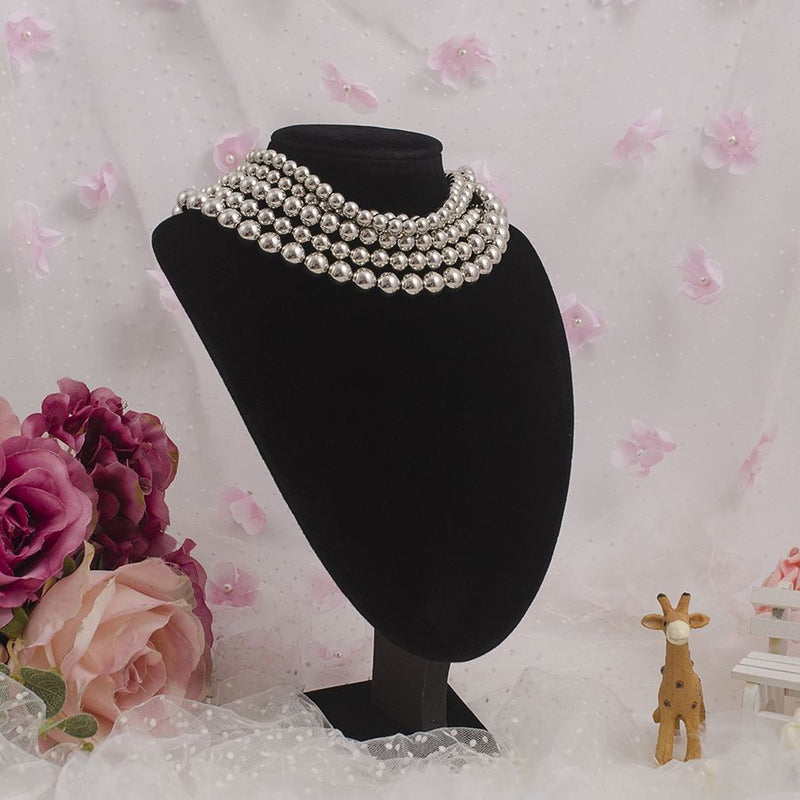 Metallic Bead Necklace Boho Layers Bead Necklace