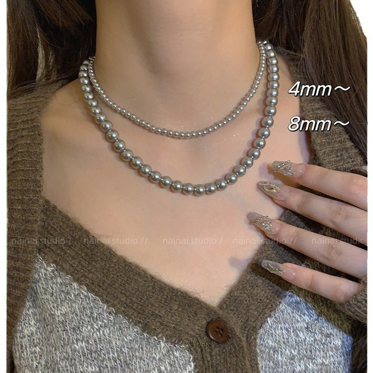 Gray Glass Pearl Fashion Necklaces for Gift
