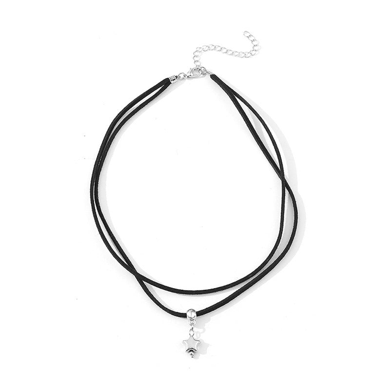 Double Layers Black Star Pendant Necklace
