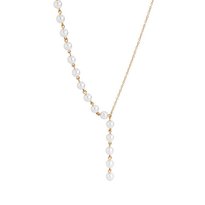 Pearl Beads Tassels Chains Necklace