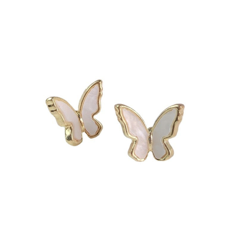 Simple White Butterfly Womens Earrings