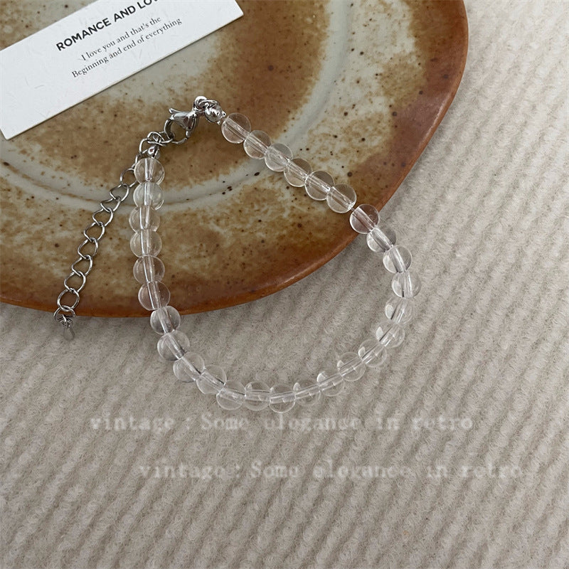 Round Clear Pearl Beads Strand Necklace