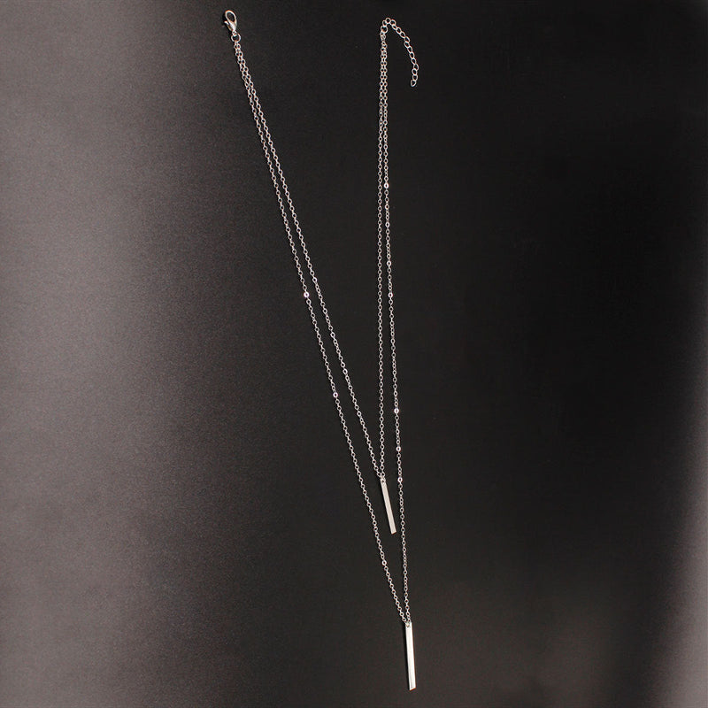 Layered Rectangular Pendant Necklace