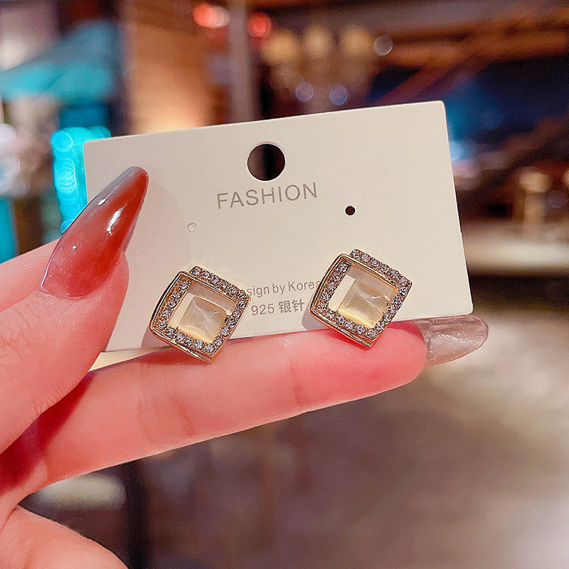Opal Earrings Geometric Square
