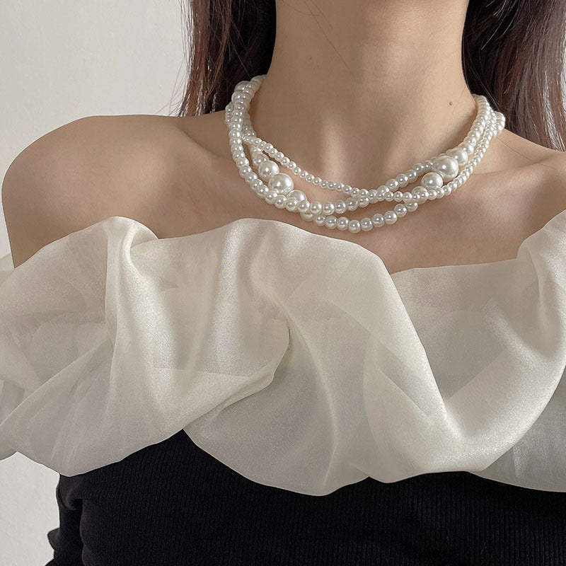 Multilayer Baroque Necklace Pearl Clavicle Chain