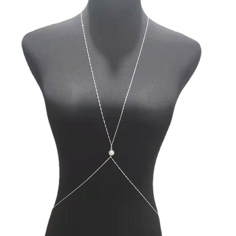 Sexy Beach Bodychain Multi-layered Cross Nightclub Shiny Chestchain