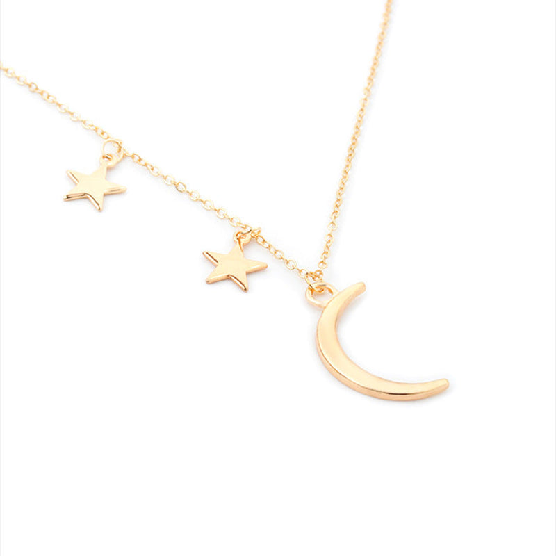 Crescent Moon Star Necklace
