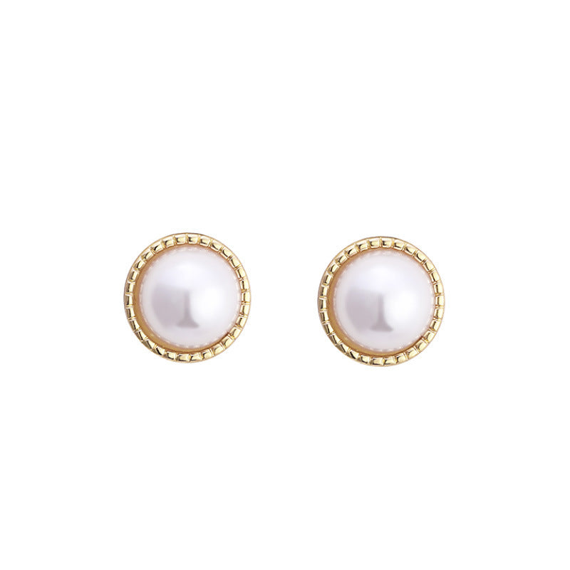 White Round Pearl Stud Earring