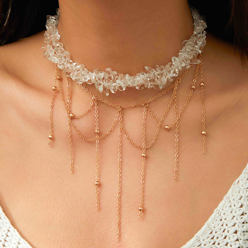 Bohemian Style Natural Macadamia Tassel Clavicle Necklace