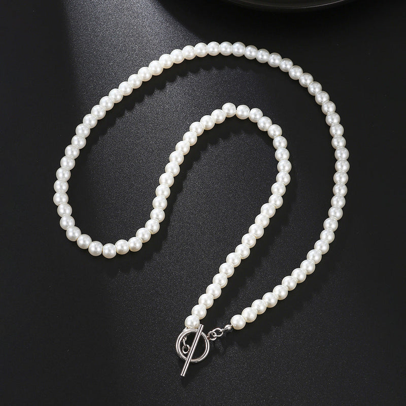 Faux Pearl Beaded Choker Necklace