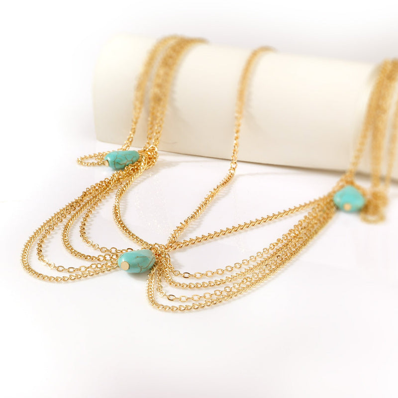 Bohemia Beach Turquoise Pendant Forehead Chain