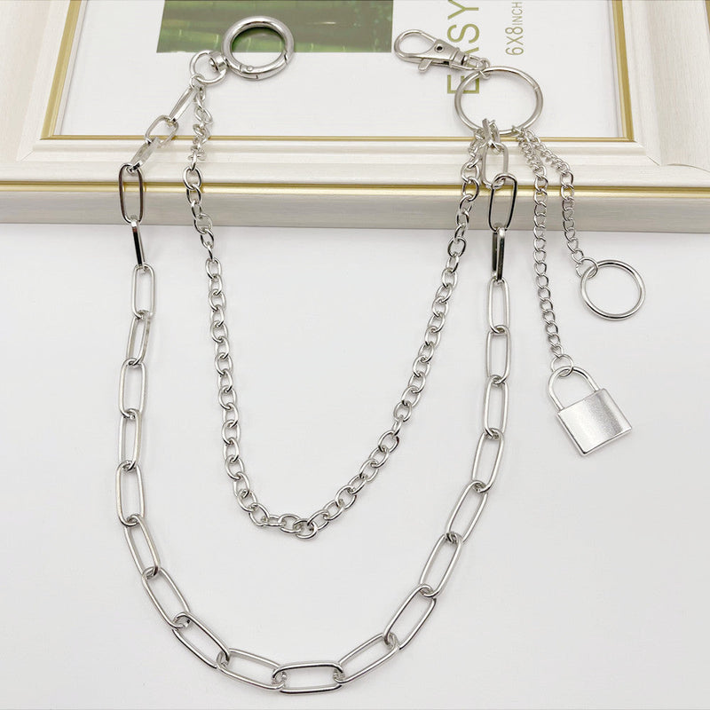 Hip Hop Punk Hollow Out Lock Pendant Chain