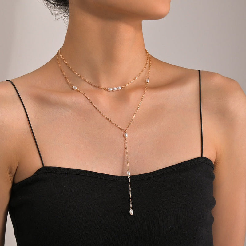 Double Layer Chain Pearl Necklaces