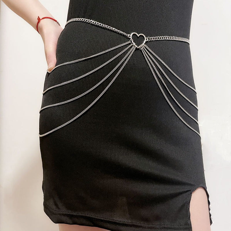 Sexy Beach Bikini Thin Belly Chain Simple Geometric Exaggerated Fringe Waist Chain Jewelry