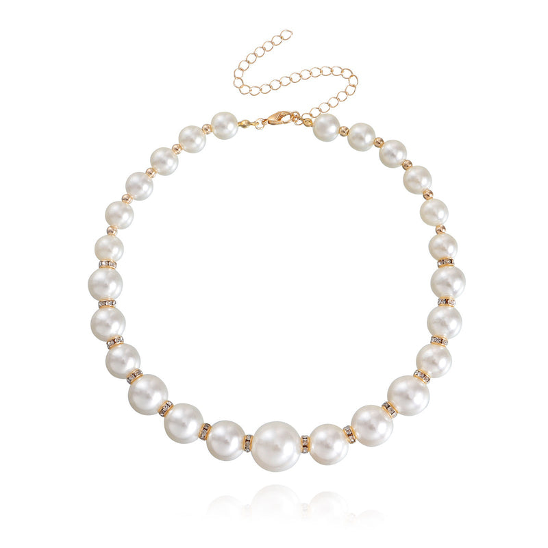 Handmade Big Chunky White Pearl Choker Necklace for Women