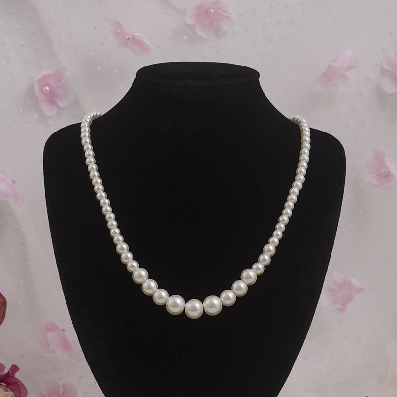 Round Glass Imitation Pearl Necklace Wedding Pearl Necklace