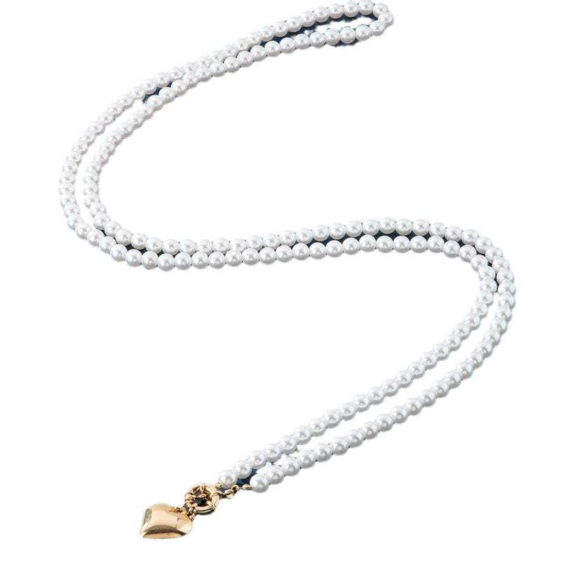 Imitation Pearl Multilayer Choker Necklace for Women Elegant Heart Pendant Necklace