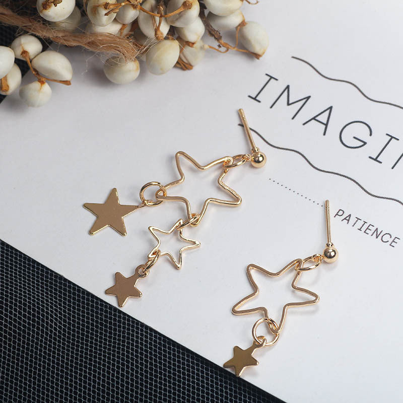 Hollow Pentagram Star Stud Earrings