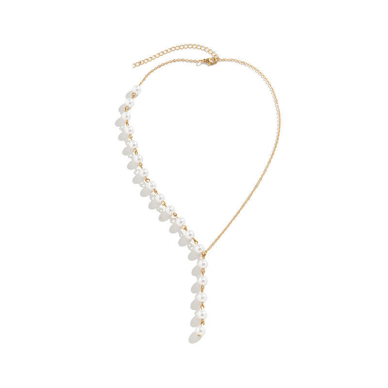 Pearl Beads Tassels Chains Necklace