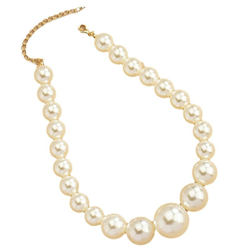 Romantic Style Chunky Pearl Earrings Necklace Set
