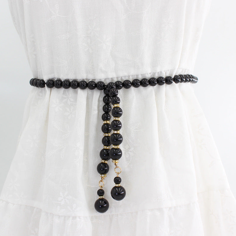 White Black Pearl Waist Chain for Women