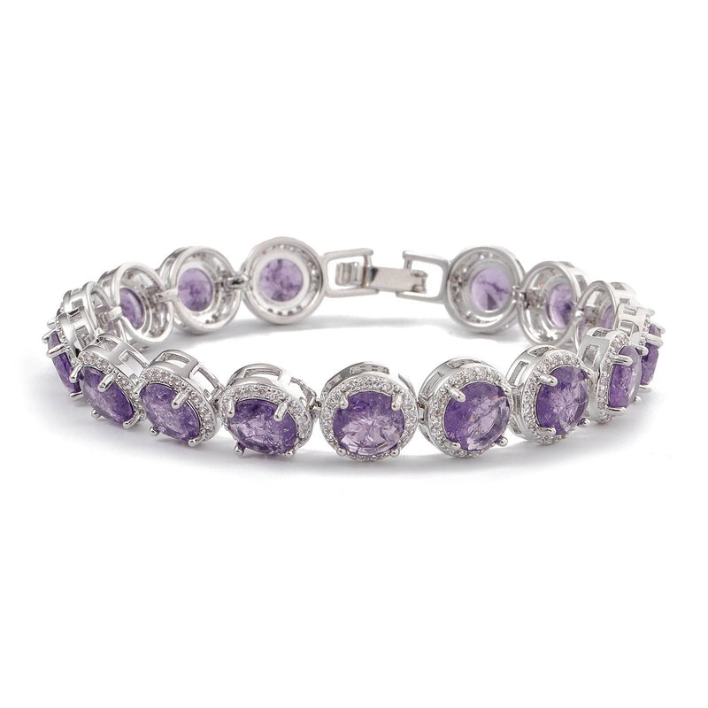 Dazzling Multicolor Cubic Zirconia Round Halo Chain Bracelet, Colored Gem Stones, Adjustable Design, and Unique Patterns