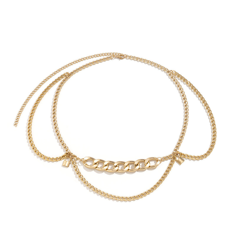 Lady Belly Chain Belt for Dress Belt Lock Pendant