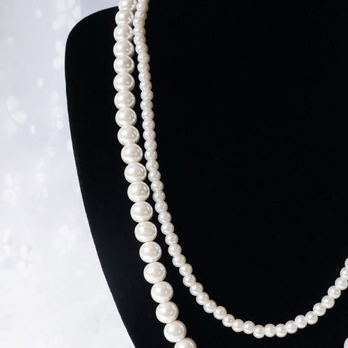 Double Layered Glass Pearl Statement Necklace Wedding