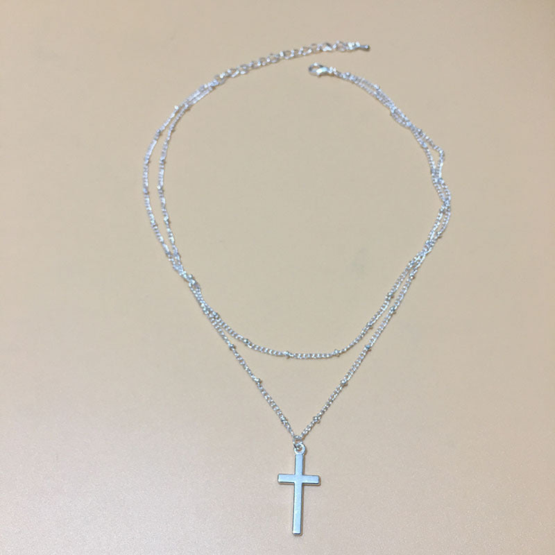 Multi Layered Cross Pendant Necklace for Women