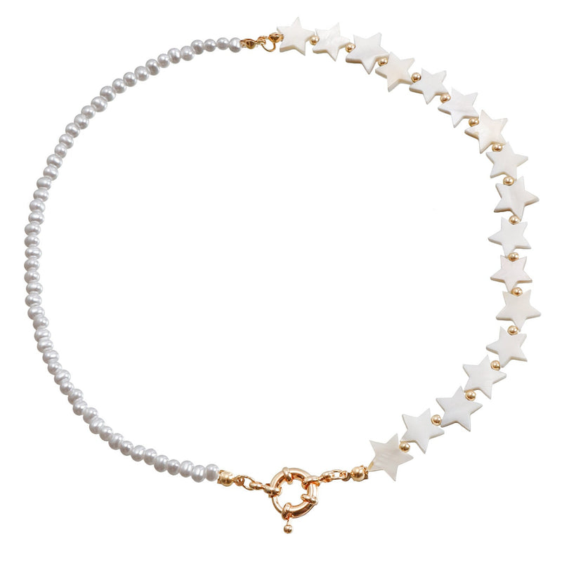 Shell Heart Pearl Necklace Choke Pearl Necklace