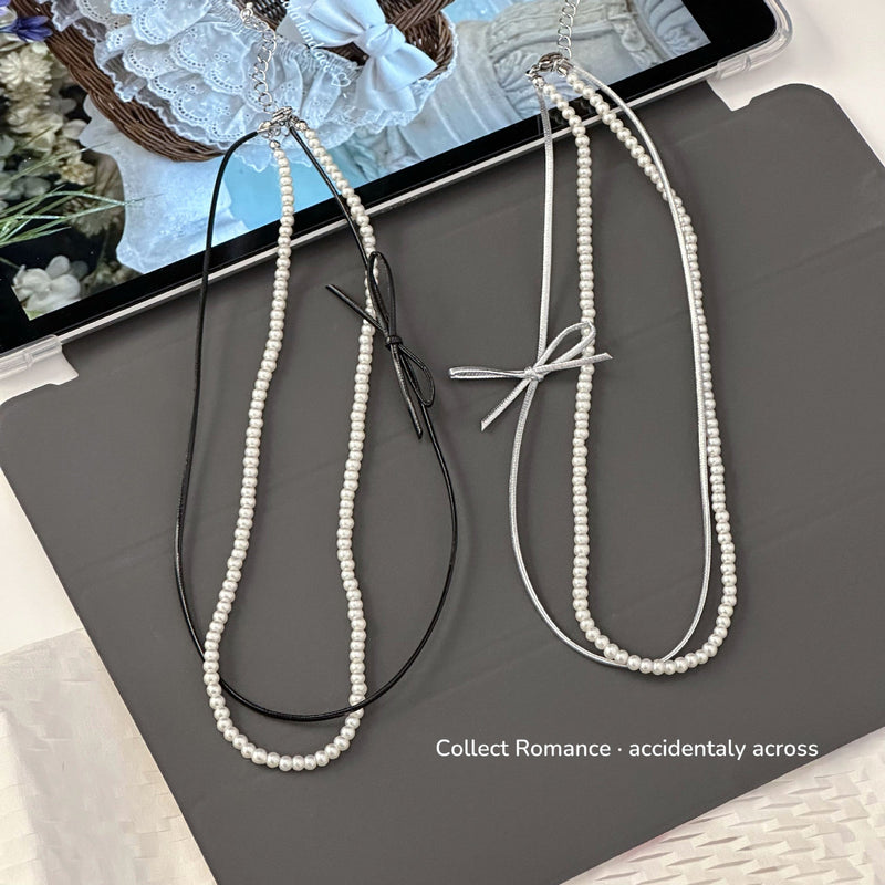 Fashion Beaded BowKnot Necklace Lovely Pearl Chokers Necklace