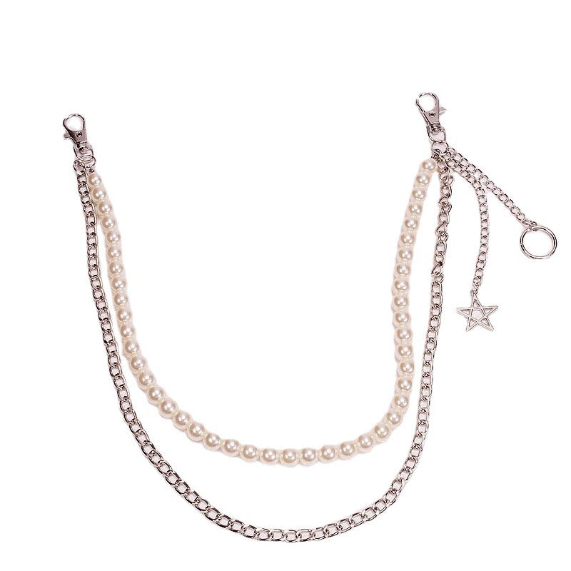 Punk Butterfly Pearl Pants Chains Hip-hop Pants Chain