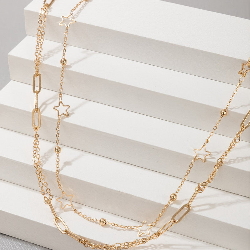 Double Layers Chain Star Charm Necklace