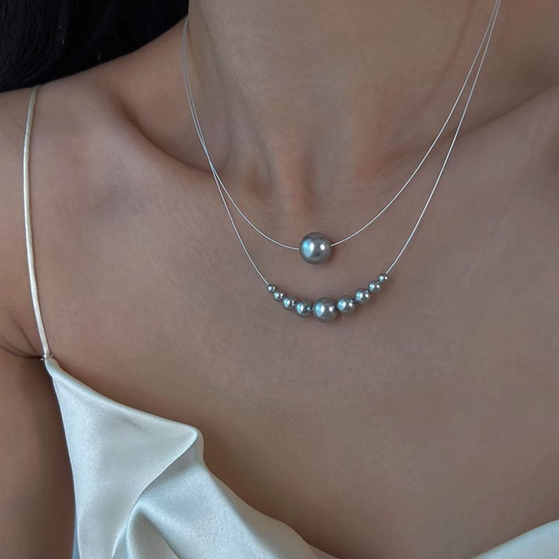 Pearl Pendant Steel Wire Chain Necklace
