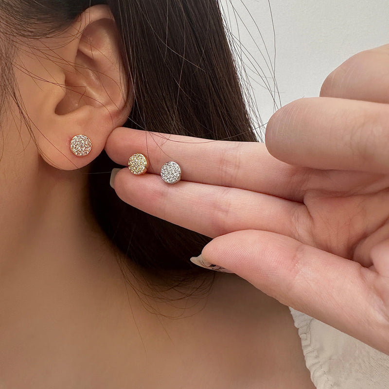 Geometric Round Full Rhinestone Earrings