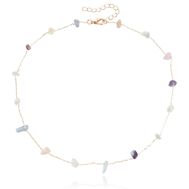 Beach Colorful Natural Irregular Stone Necklace