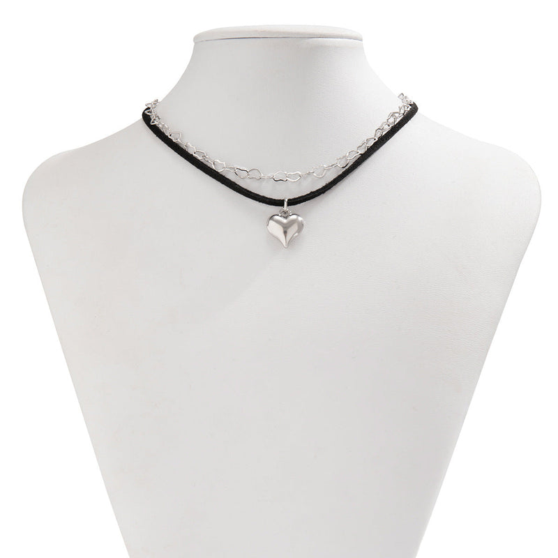 Jewelry Heart Pendant Black Short Choker Necklaces