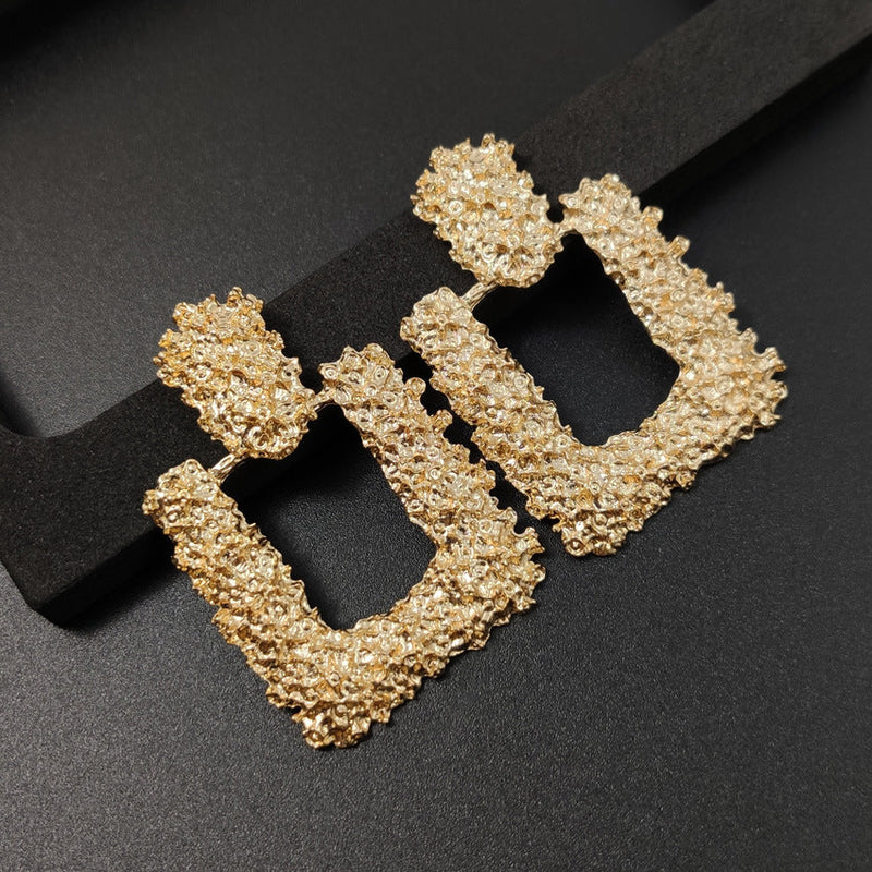 Hollow Large Square Stud Statement Earrings
