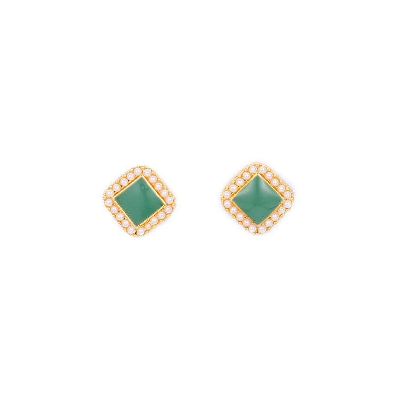 Geometric Pearl square Earrings