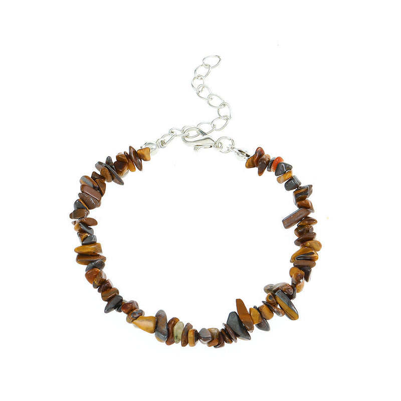 Natural Stone Amethyst Green Aventurine Tiger Eyes Gravel Bracelet