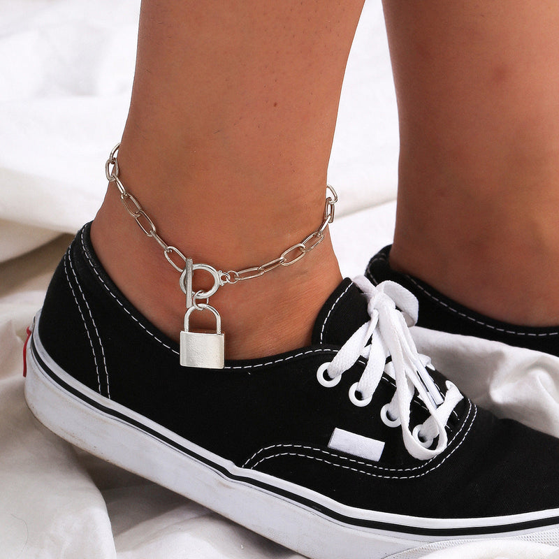 Lock Charm Paper clip Chains Foot Bracelet