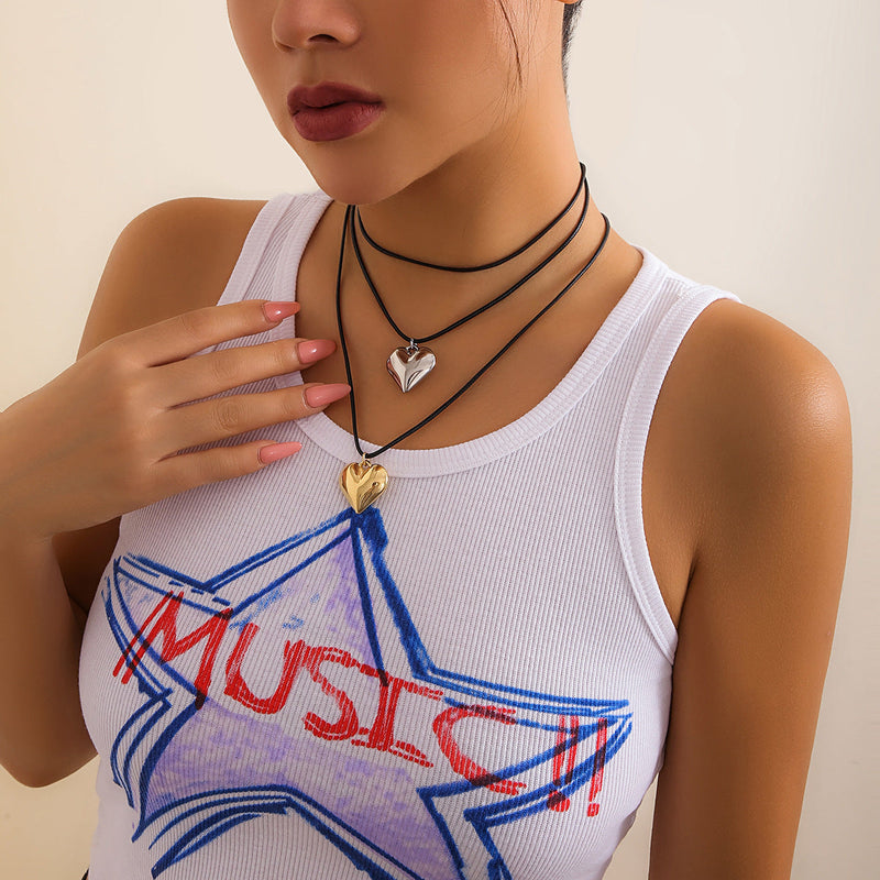 Big Peach Heart Pendant Necklace