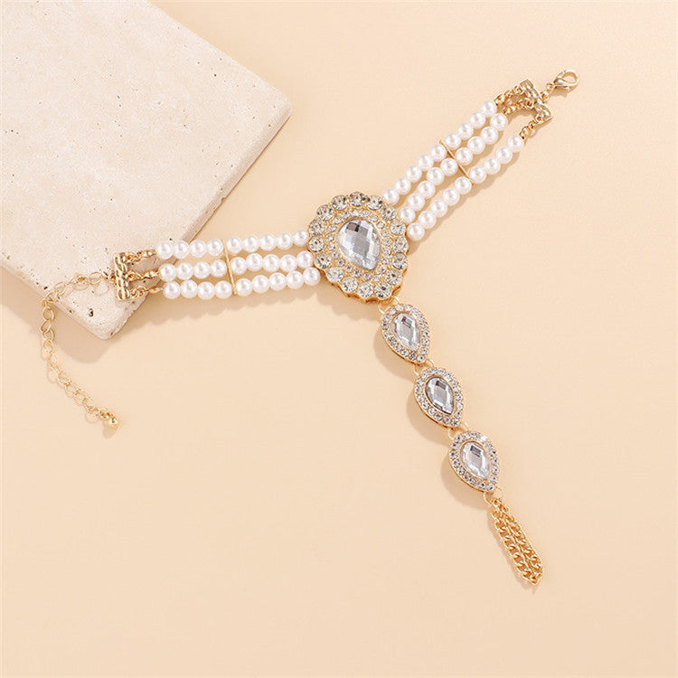 Retro Elegant Pearl Beads Rhintstone Bracelet