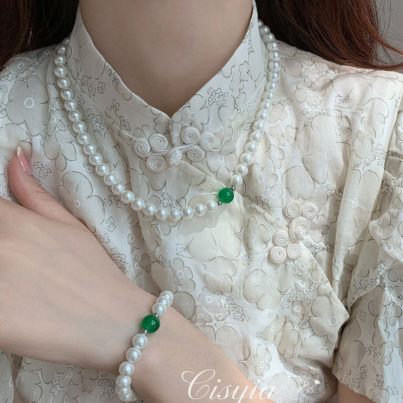 Pearl Necklace Bracelet Jewelry Sets for Women Wedding